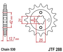 JT ZĘBATKA PRZEDNIA 288 15 HONDA CB 550F/K '75-'80 (28815JT) (ŁAŃC. 530) (-2)