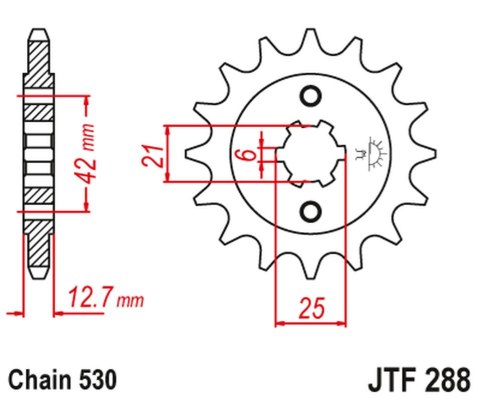 JT ZĘBATKA PRZEDNIA 288 15 HONDA CB 550F/K '75-'80 (28815JT) (ŁAŃC. 530) (-2)