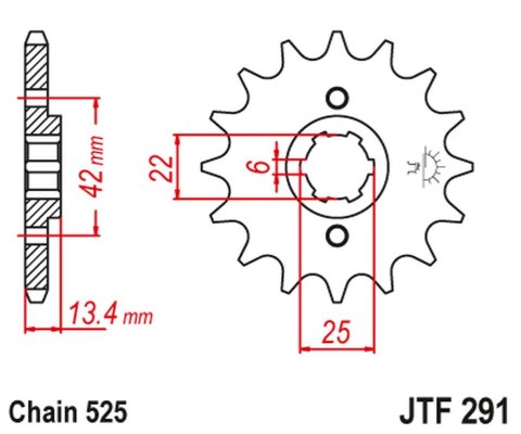 JT ZĘBATKA PRZEDNIA 291 15 HONDA CB 450S '86-'89 (29115JT) (ŁAŃC. 525) (-1)