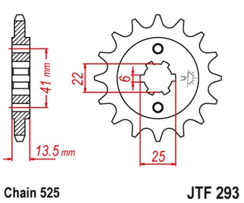 JT ZĘBATKA PRZEDNIA 293 14 HONDA XL 600V '87-'88 (PD06) (29314JT) (ŁAŃC. 525) (-1)