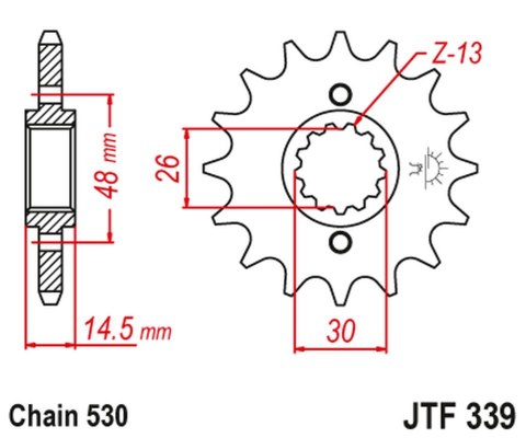 JT ZĘBATKA PRZEDNIA 339 15 HONDA VFR 750 86-87, CBX 750F 84-86, VFR 800 '02-'14 (33915JT) (ŁAŃC. 530)