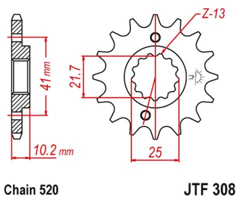 JT ZĘBATKA PRZEDNIA 345 16 HONDA NX 650, FX 650, YAMAHA XT 660, FMX (34516JT) (ŁAŃC. 520) (+1)