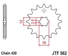 JT ZĘBATKA PRZEDNIA 415 09 KAWASAKI KFX 50 '03-'06, SUZUKI LTA 50 '02-'05, SUZUKI TS 50, YAMAHA DT 50MX (41509JT) (ŁAŃC. 420)