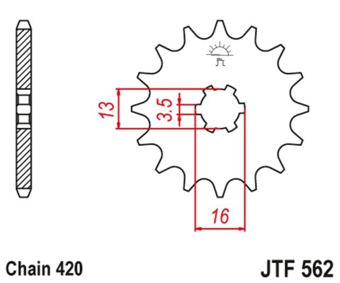 JT ZĘBATKA PRZEDNIA 415 09 KAWASAKI KFX 50 '03-'06, SUZUKI LTA 50 '02-'05, SUZUKI TS 50, YAMAHA DT 50MX (41509JT) (ŁAŃC. 420)