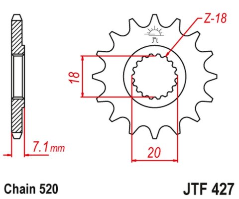 JT ZĘBATKA PRZEDNIA 432 11 SUZUKI RM 125 '92-'07, RMZ 250 '10-'12 (43211JT) (ŁAŃC. 520)