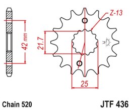 JT ZĘBATKA PRZEDNIA 438 14 SUZUKI GSX 400 F '81-'86, RG 250 GAMMA '83-'88 (43814JT) (ŁAŃC. 520) - MOŻE ZASTĄPIĆ JTF565.14