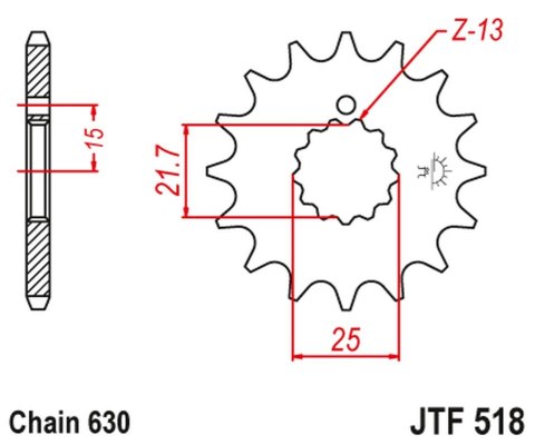 JT ZĘBATKA PRZEDNIA 518 14 KAWASAKI Z 650 /750 '79-'83 (51814JT) (ŁAŃC. 630)
