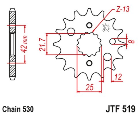 JT ZĘBATKA PRZEDNIA 566 15 / 513 15 KAWASAKI VN 800 A,B,C 96-06 (56615JT) (ŁAŃC. 530)
