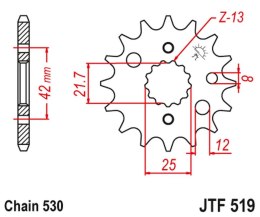 JT ZĘBATKA PRZEDNIA 566 16 / 513 16 KAWASAKI VN 800 A,B,C 96-06 (56616JT) (ŁAŃC. 530)