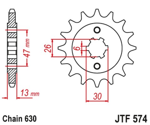 JT ZĘBATKA PRZEDNIA 574 16 YAMAHA XV 1000 '81-82', TR1 '81-85' (57416JT) (ŁAŃC. 630)
