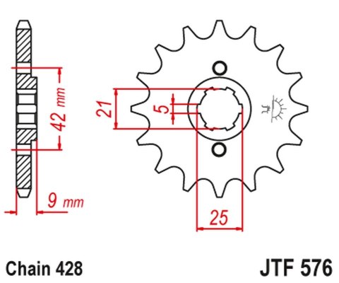 JT ZĘBATKA PRZEDNIA 576 19 YAMAHA XT 350 '85-00' (57619JT) (ŁAŃC. 428)