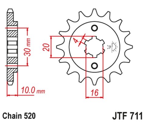 JT ZĘBATKA PRZEDNIA 720 12 CAGIVA 125 W8/FRECCIA/PLANET/MITO/RAPROR '85-10' (72012JT) (ŁAŃC.520)
