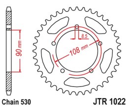 JT ZĘBATKA TYLNA 1022 40 DUCATI 500 DESMO/ SL '79-84'; 750 F1 '85-88'; 900 S2 '83-85' CAGIVA 350/650 ALAZZURRA SPORTS '85-88' (1
