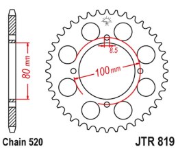JT ZĘBATKA TYLNA 819 47 SUZUKI GS 250 '79-80, GSX 250 '80-82 (81947JT) (ŁAŃC. 520)