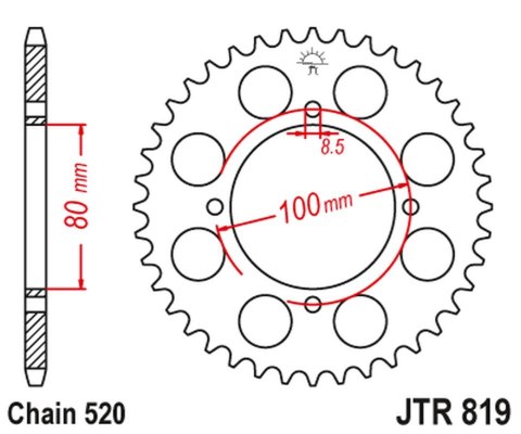 JT ZĘBATKA TYLNA 819 47 SUZUKI GS 250 '79-80, GSX 250 '80-82 (81947JT) (ŁAŃC. 520)