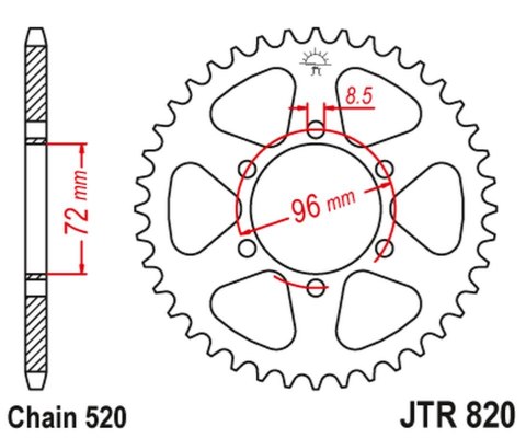 JT ZĘBATKA TYLNA 829 42 SUZUKI DR 250 '82-87, SP 250 '82-85, DR 370 '78-79, SP 370 '77-82 (82942JT) (ŁANC. 520)