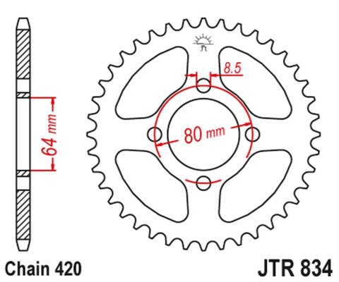 JT ZĘBATKA TYLNA 834 28 YAMAHA LB 80 CHAPPY (83428JT) (ŁAŃC. 420) NA ZAMÓWIENIE