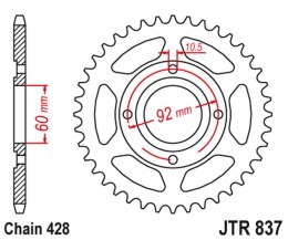 JT ZĘBATKA TYLNA 838 39 YAMAHA RD 125 '75-81, RD 200 '78-81 (83839JT) (ŁAŃC. 428) NA ZAMÓWIENIE