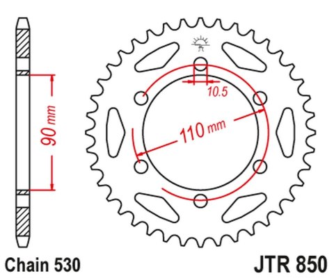 JT ZĘBATKA TYLNA 850 34 YAMAHA XS 650 '74-83, TX 650 '72-74 (85034JT) (ŁAŃC. 530)