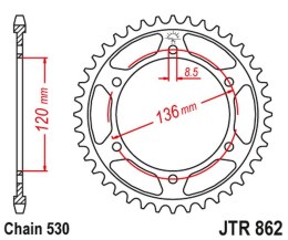JT ZĘBATKA TYLNA 864 46 YAMAHA FZ 600 '86-88 (STD.46) XJ 600 '86-88, YX 600 RADIAN '88-90 (STD.+1) (86246JT) (ŁAŃC. 530)