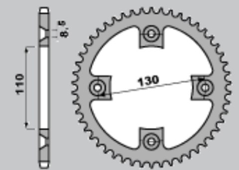 GROSSKOPF WYPRZEDAŻ ZĘBATKA TYLNA ALUMINIOWA T7075 (ERGAL) KOLOR SREBRNY 4306 49 HONDA CR80/85 '85-'07 (ŁAŃC. 420)