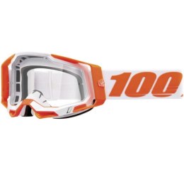 100 PROCENT GOGLE MODEL RACECRAFT 2 ORANGE - CLEAR LENS - KOLOR POMARAŃCZOWY/BIAŁY SZYBKA PRZEŹROCZYSTA