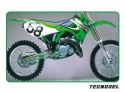 TECNOSEL (BLACKBIRD) KOMPLET NAKLEJEK (OKLEIN) + POKROWIEC/POSZYCIE NA SIEDZENIE KAWASAKI KX 125/250 '99-'02, REPLICA OEM KAWASA
