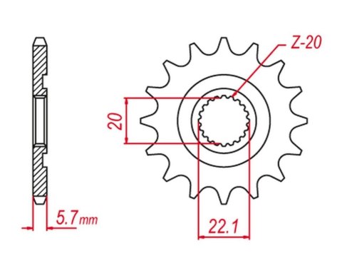 GROSSKOPF PROMOCJA ZĘBATKA PRZEDNIA 2103 11 GAS GAS EC 250/300/450F `11-15, YAMAHA YZ 125, WR 250, YZ250F `01-'21 (E250-13 (-2) 