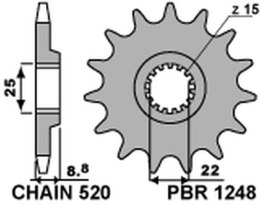 PBR ZĘBATKA PRZEDNIA 1248 15 18NC KTM SX/EXC 125/150 '88-'19 SAMOOCZYSZCZAJĄCA (JTF1901.15SC) (ŁAŃC. 520)