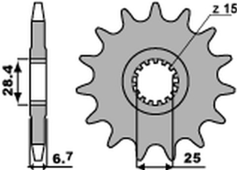 PBR ZĘBATKA PRZEDNIA 2168 15 18NC YAMAHA YFZ 450/YFM 700 RAPTOR '06-'20 (JTF1592.15) (ŁAŃC. 520) (STD.+1)