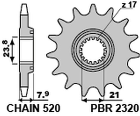 PBR ZĘBATKA PRZEDNIA 2320 13 18NC HONDA CRF 250R '18-'23 SAMOOCZYSZCZAJĄCA (JTF1344.13SC) (ŁAŃC. 520) (STD.)