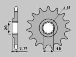 PBR ZĘBATKA PRZEDNIA 432 12 18NC SUZUKI RM 125 '92-'07, RMZ 250 '10-'12 (JTF427.12SC) (ŁAŃC. 520)