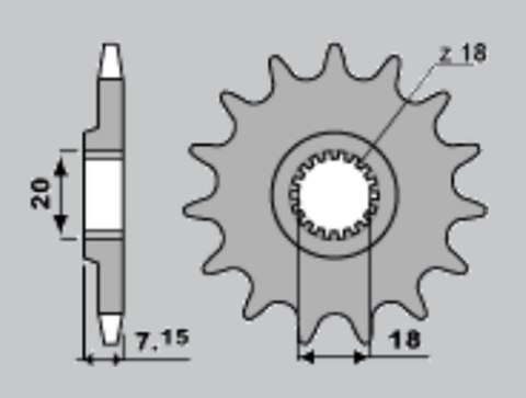 PBR ZĘBATKA PRZEDNIA 432 12 18NC SUZUKI RM 125 '92-'07, RMZ 250 '10-'12 (JTF427.12SC) (ŁAŃC. 520)