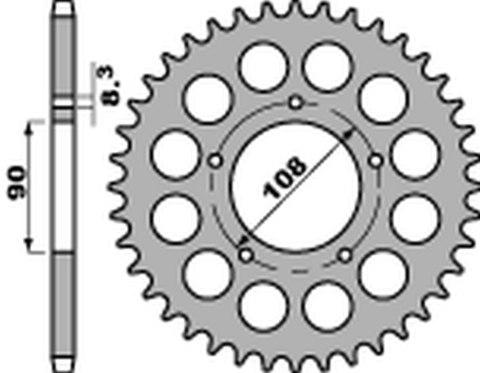 PBR ZĘBATKA TYLNA 1022 40 C45 DUCATI 500 DESMO/ SL '79-'84, 750 F1 '85-'88, 900 S2 '83-'85, CAGIVA 350/650 ALAZZURRA SPORTS '85-