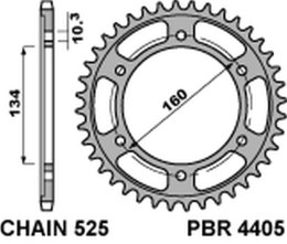PBR ZĘBATKA TYLNA 4405 43 C45 HONDA CBR 600RR '03-'15, CBR 600F '01-'19, CBR 1000RR '17-'20 (JTR1307.43) (ŁAŃC. 525) = JTR1317.4