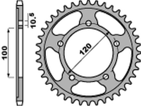 PBR ZĘBATKA TYLNA 4447 44 C45 APRILIA RSV 4RF '15-'17, RSV4 RR '16-'17, TUONO 1000/1100 '06-'15 (JTR713.44) (ŁAŃC.525) (STD.+2)