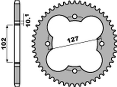 PBR ZĘBATKA TYLNA 4480 38 C45 POLARIS 450 OUTLAW '08-10', 500 PREDATOR '03-07', 525 OUTLAW '08-10' (JTR1480.38) (ŁAŃC.520) (STD.