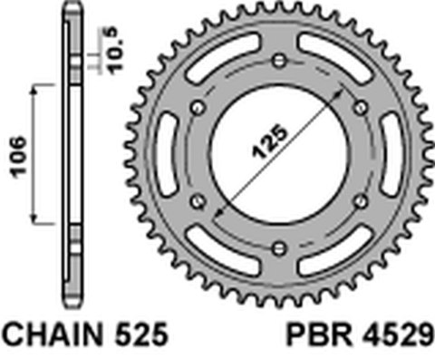 PBR ZĘBATKA TYLNA 4529 48 C45 TRIUMPH 675 DAYTONA/ STREET TRIPLE '06-'20, BONNEVILLE/SPEEDMASTER/THRUXTON 1200 (JTR2014.48) (ŁAŃ