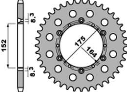 PBR ZĘBATKA TYLNA 856 44 F YAMAHA TT 600R '82-'04, YFM 660 '01-'04, YFS 200 '88-'06, YZ 125/250 '85-'98, DT 125 '89-'06 (JTR853.