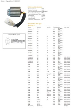 DZE REGULATOR NAPIĘCIA KTM EXC 125 98-13, EXC200/250/300 05-13, EXC250/400/450/525/530 05-11 (80011034000) (12V/12A) (801103400)