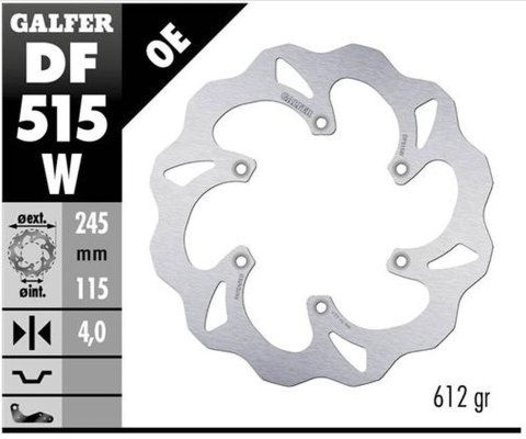 GALFER TARCZA HAMULCOWA TYŁ YAMAHA YZ 125 '18-'22, YZ 250F/450F '18-'20 WAVE (245X115X4MM)