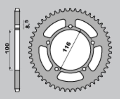 GROSSKOPF PROMOCJA ZĘBATKA TYLNA ALUMINIOWA KOLOR ZIELONY 464 51 KAWASAKI KX 60 '83-'03, KX 80 '83-'85, SUZUKI RM 60 K3 '03 (ŁAŃ