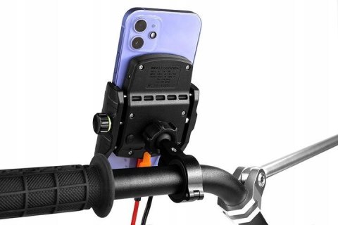 BIKETEC UCHWYT MOTOCYKLOWY Z ŁADOWARKĄ INDUKCYJNĄ USB-C, QUICK CHARGE NA TELEFON MONTOWANY NA KIEROWNICĘ LUB LUSTERKO TYP: R9W-P