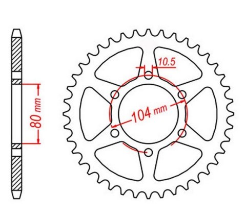 MTX PARTS ZĘBATKA TYLNA 478 43 KAWASAKI ZX6R '05-'17, Z 750 (47843JT) (ŁAŃC. 520) (SREBRNA)