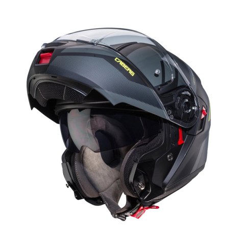 CABERG KASK SZCZĘKOWY FLIP-UP MODEL LEVO X MANTA KOLOR CZARNY MAT/SZARY/ŻÓŁTY FLUO ROZMIAR S (PINLOCK W ZESTAWIE)