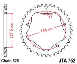 JT ZĘBATKA TYLNA 4320 42 ALUMINIOWA DUCATI 848/916/996/1000/1100 (POTRZEBNY ADAPTER JTA750B) (432042JTA) (ŁAŃC. 525) KOLOR CZARN