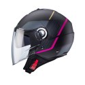 CABERG KASK OTWARTY JET Z BLENDĄ MODEL RIVIERA V4X GEO KOLOR CZARNY MAT/SZARY/FUKSJA (INTENSYWNY ODCIEŃ RÓŻOWEGO) ROZMIAR XS