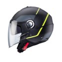 CABERG KASK OTWARTY JET Z BLENDĄ MODEL RIVIERA V4X GEO KOLOR CZARNY MAT/ŻÓŁTY FLUO/SZARY ROZMIAR XXL