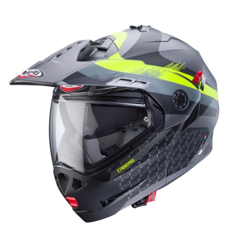CABERG KASK SZCZĘKOWY FLIP-UP ENDURO MODEL TOURMAX X SARABE KOLOR SZARY MAT/CZARNY/ŻÓŁTY FLUO ROZMIAR M (PINLOCK W ZESTAWIE)