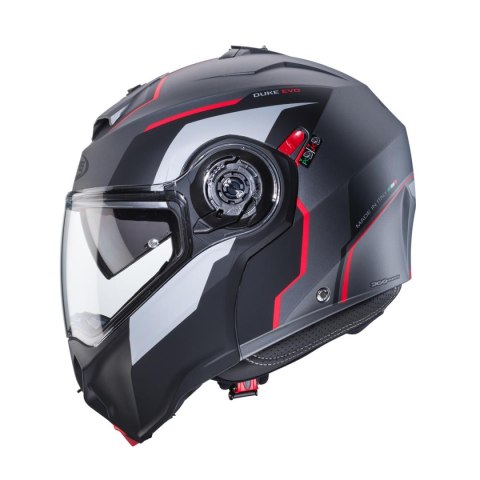 CABERG KASK SZCZĘKOWY FLIP-UP MODEL DUKE EVO MOVE KOLOR SZARY MAT/CZARNY/CZERWONY ROZMIAR XL (PINLOCK W ZESTAWIE)